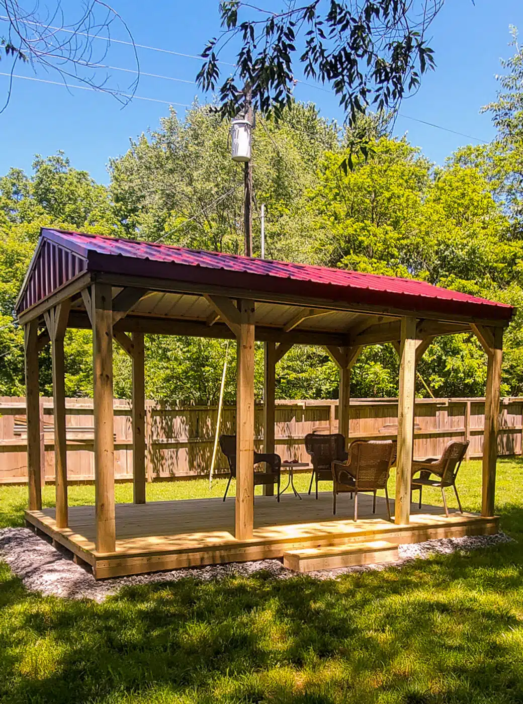 Custom pavilion with metal roof
