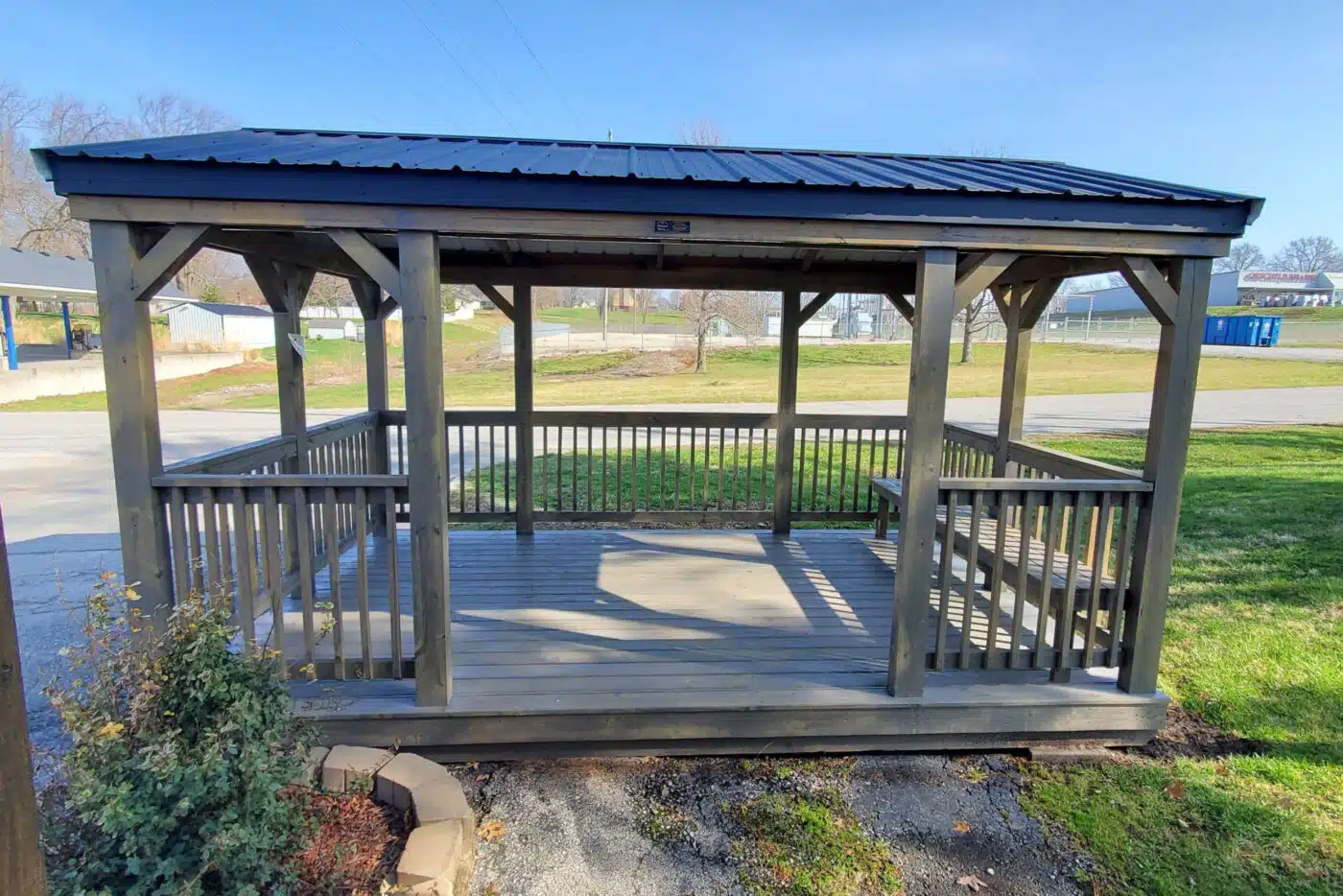 Custom pavilion with built-in seating