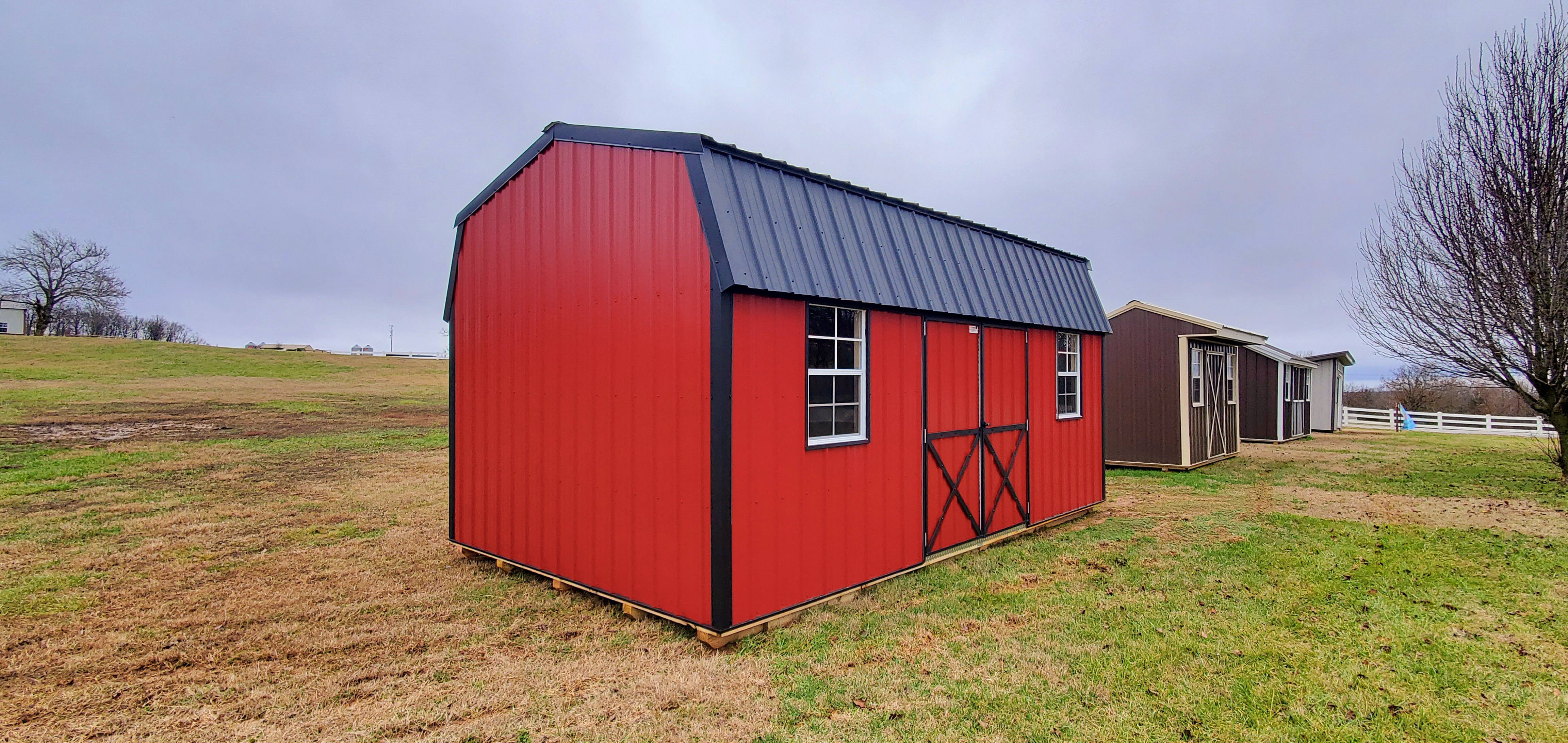 Metal storage shed exterior