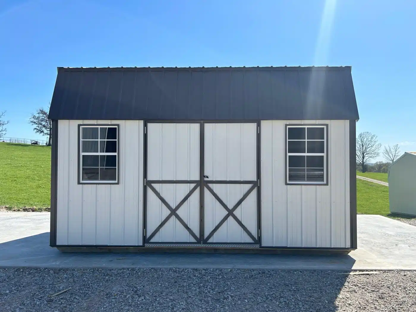White Highwall Lofted Barn storage shed