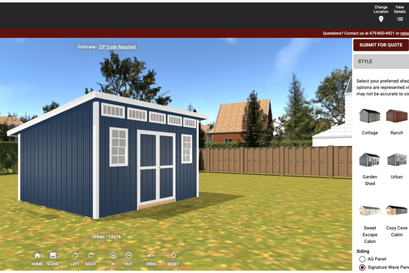 Ozark 3D Builder view to design sheds, cabins, garages and more