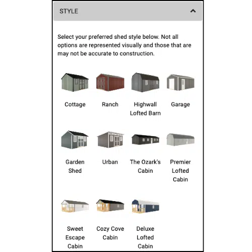 Style Selection in the 3D Builder border