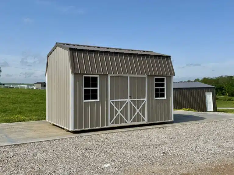 beige barn shed for sale in Branson, MO