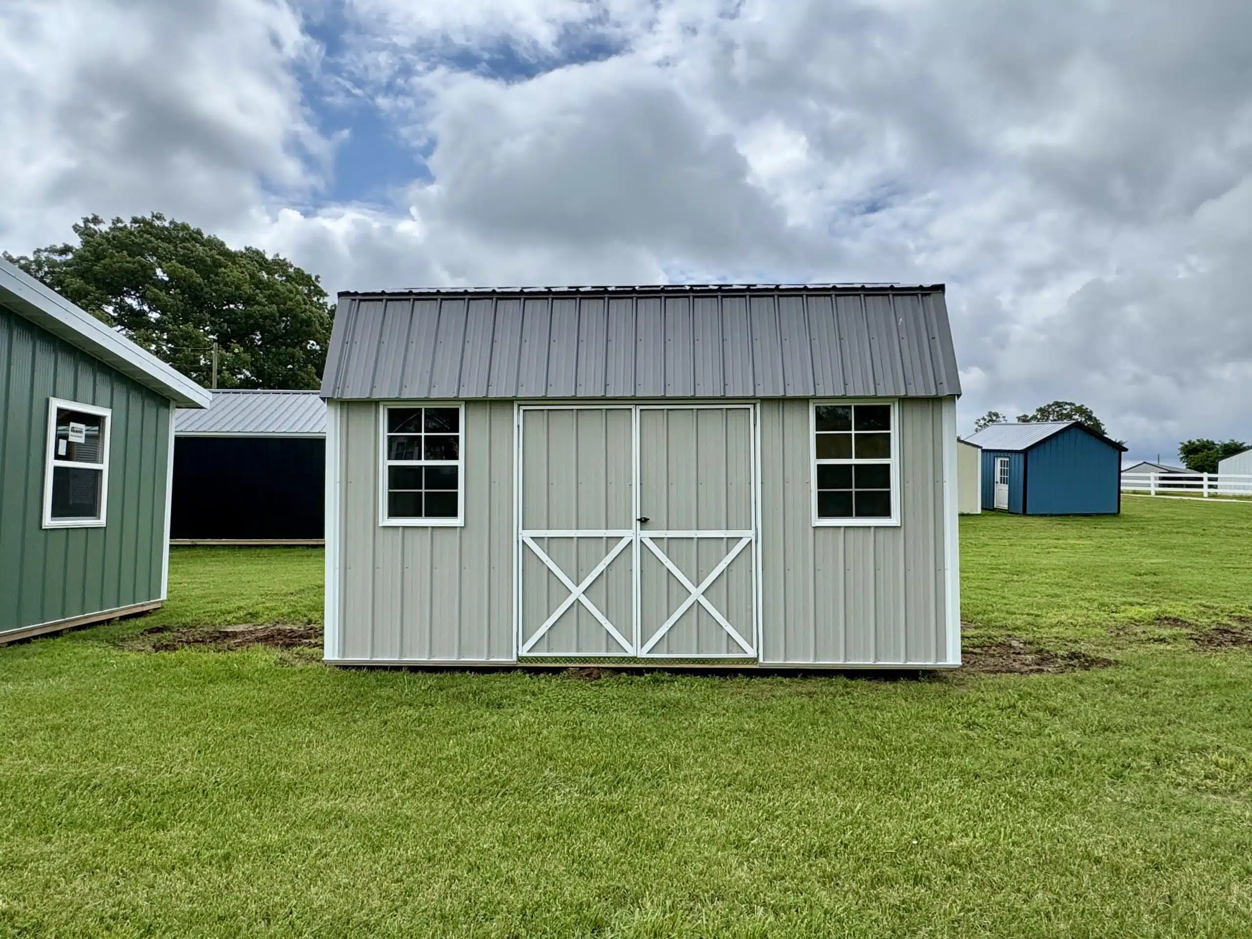 a white storage shed for sale near Bentonville AR